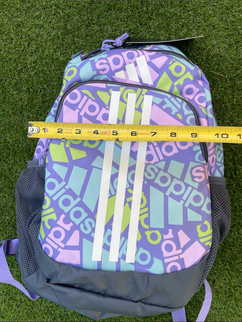 adidas Multicolor Logo Backpack in Purple, Mint & Lime - Picture 14 of 16
